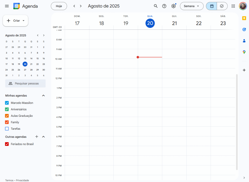 Agenda Vazia - Cursos Negócios de Saúde